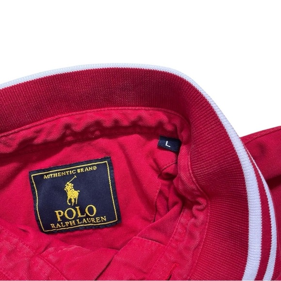 Polo Ralph Lauren Shirt Mens Large Shirt Red Blackwatch Big Pony - Discoloured - Picture 6 of 14